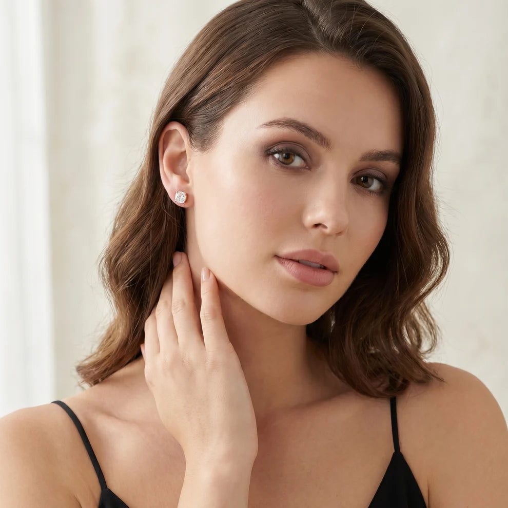 Juno Four-Prong Cushion Diamond Earrings