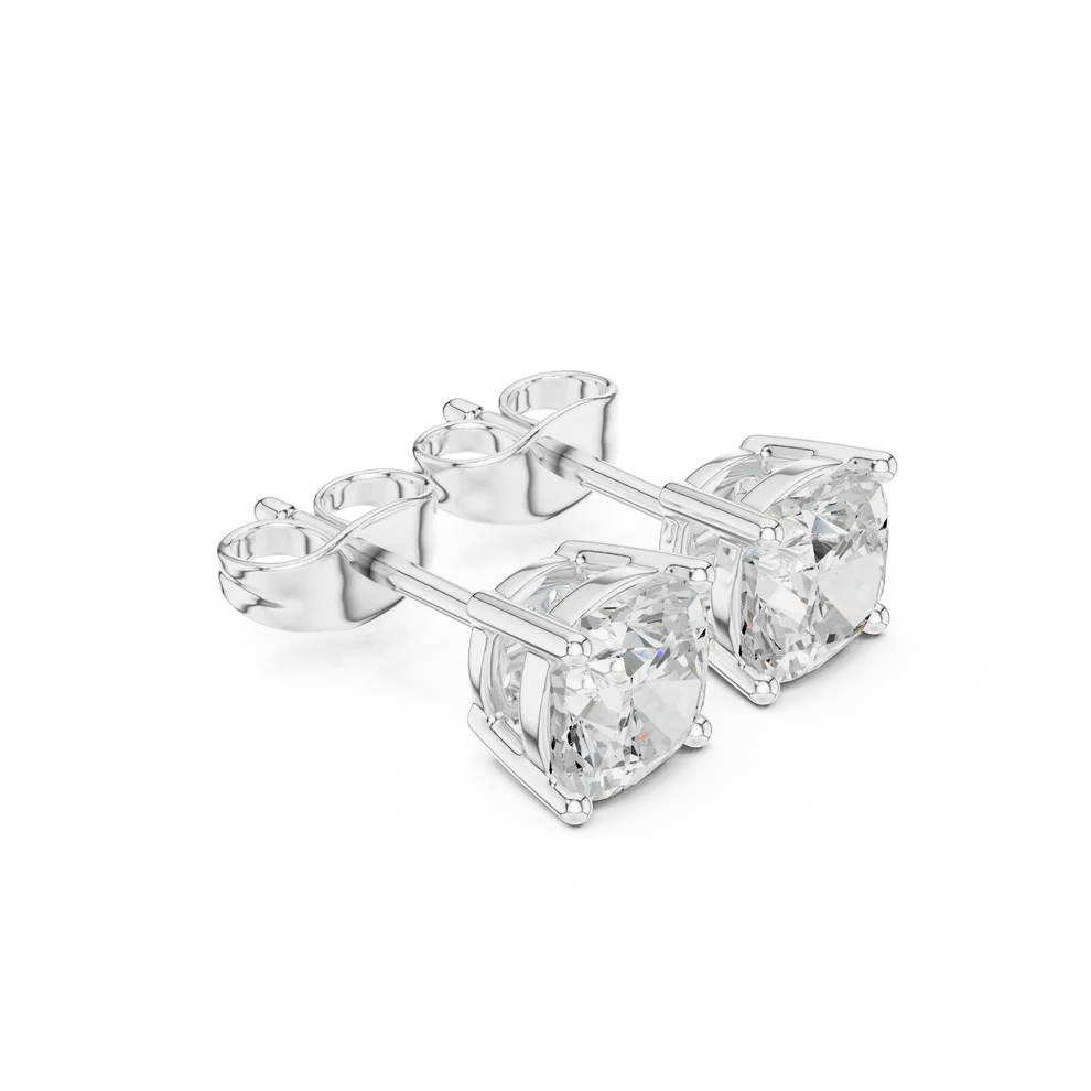Juno Four-Prong Cushion Diamond Earrings