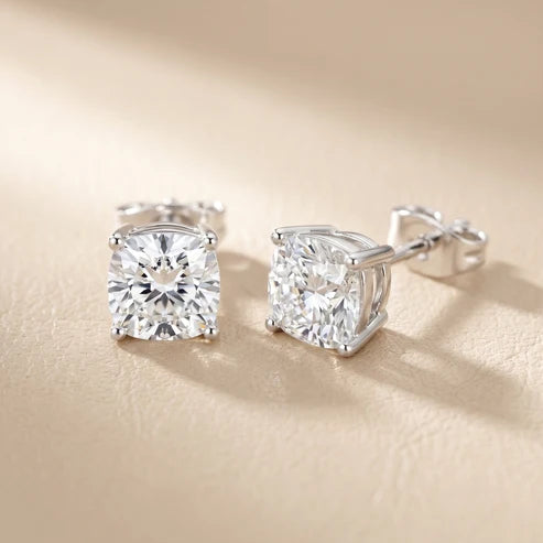 Juno Four-Prong Cushion Diamond Earrings