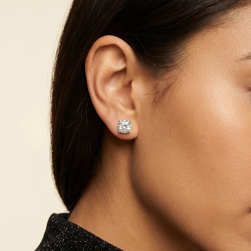 Juno Four-Prong Cushion Diamond Earrings