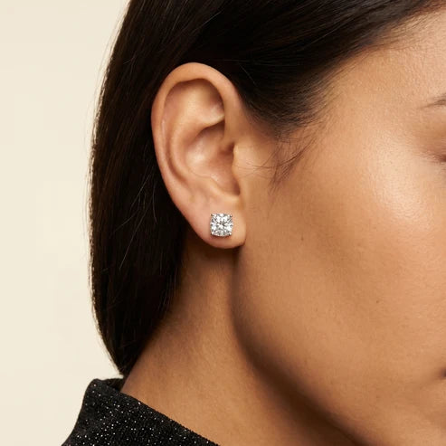 Juno Four-Prong Cushion Diamond Earrings