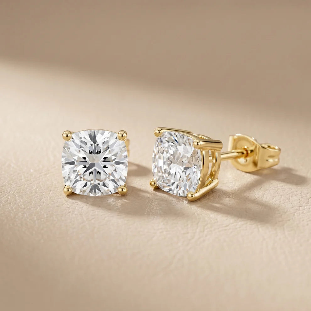 Juno Four-Prong Cushion Diamond Earrings
