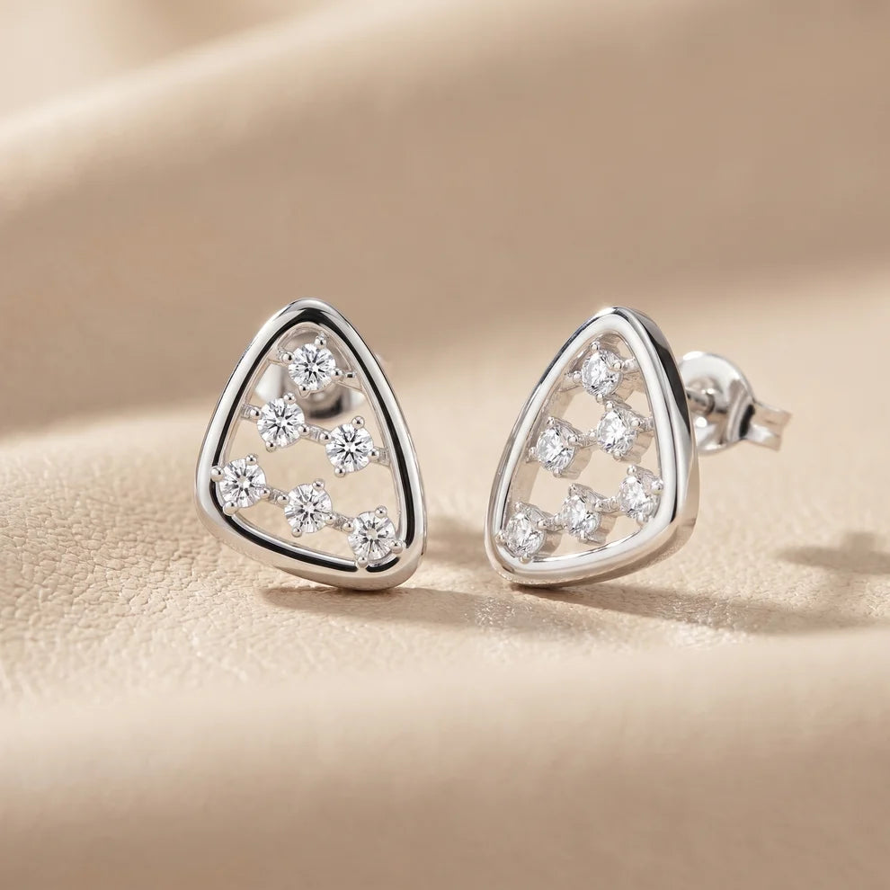 Arca Open Frame Round Diamond Earrings