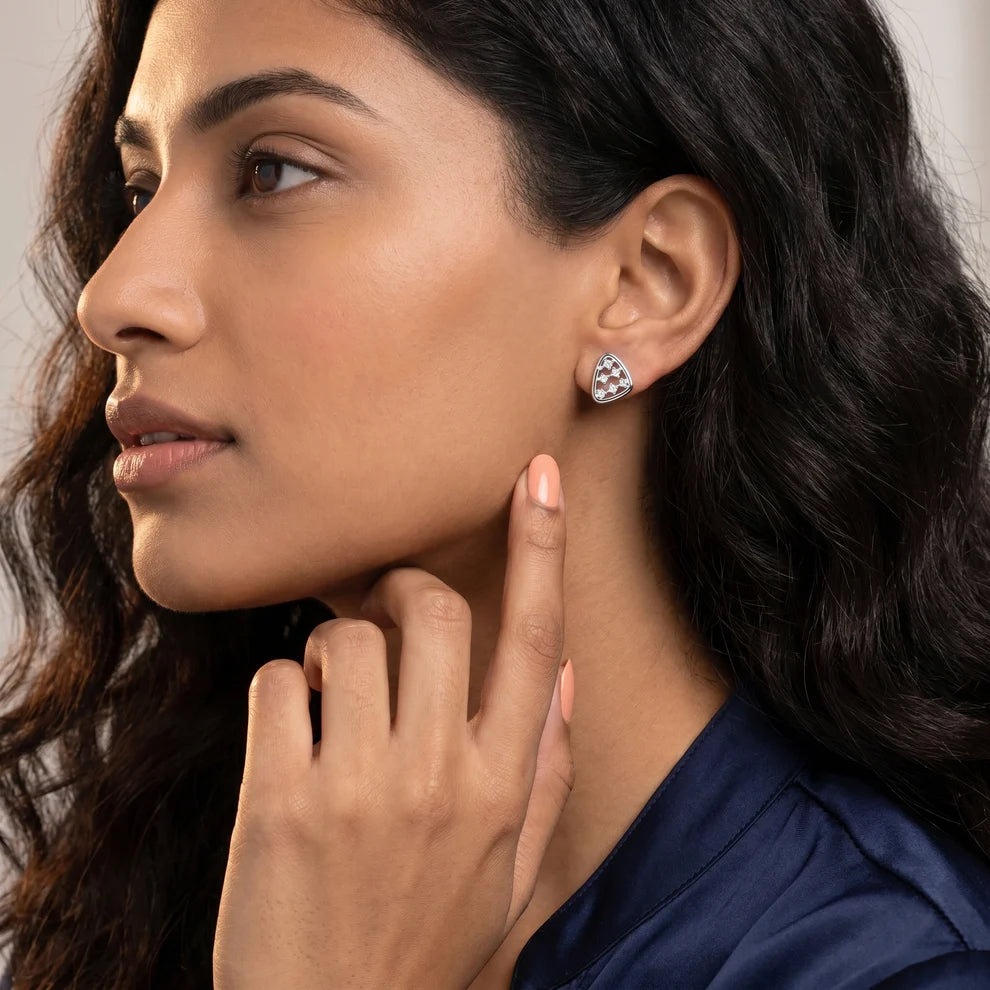Arca Open Frame Round Diamond Earrings