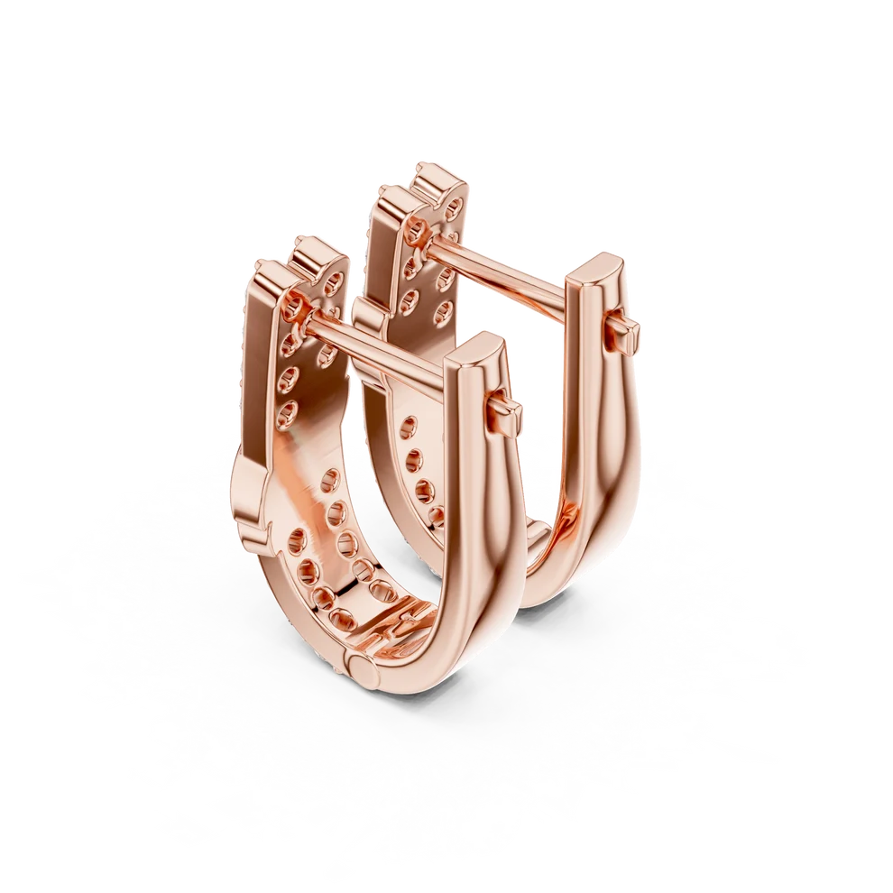 Wave Crossover Round Diamond Huggie Hoop Earrings