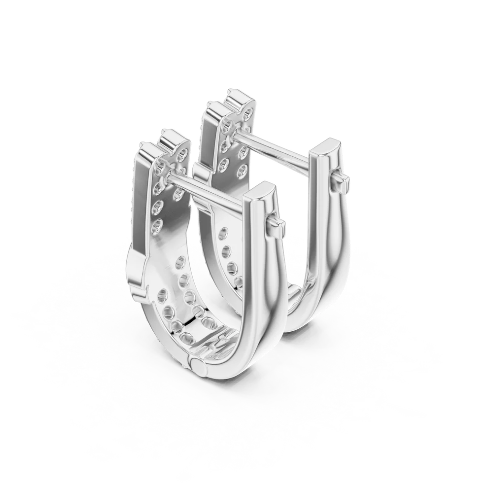 Wave Crossover Round Diamond Huggie Hoop Earrings