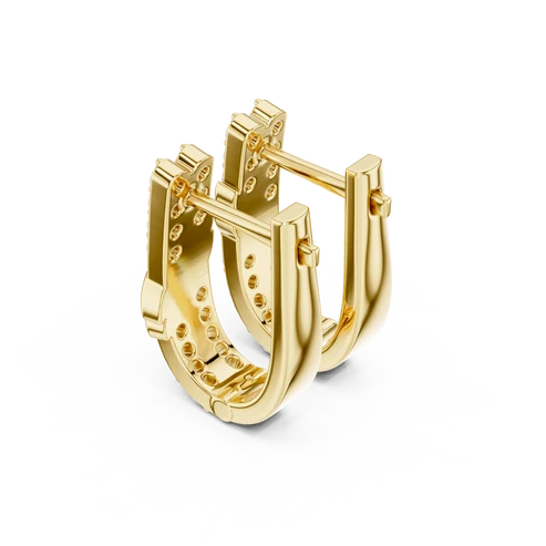 Wave Crossover Round Diamond Huggie Hoop Earrings