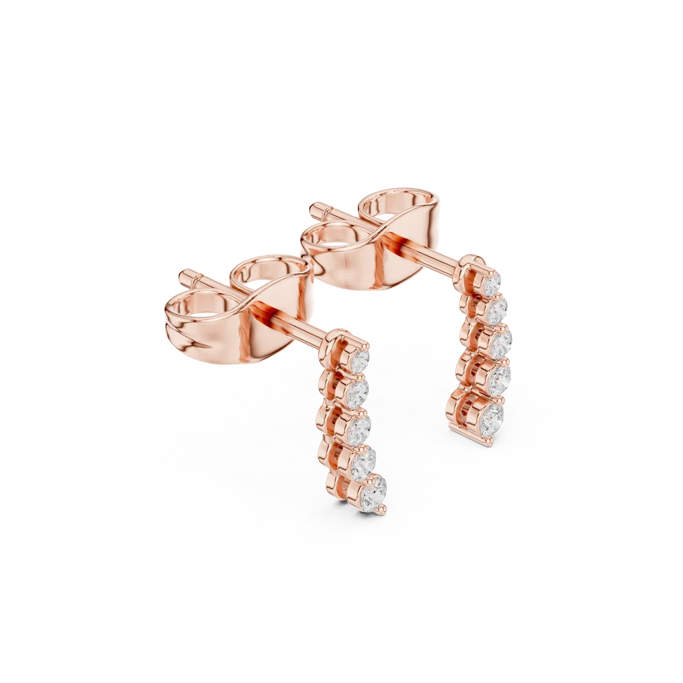 Iris Climber Round Diamond Earrings