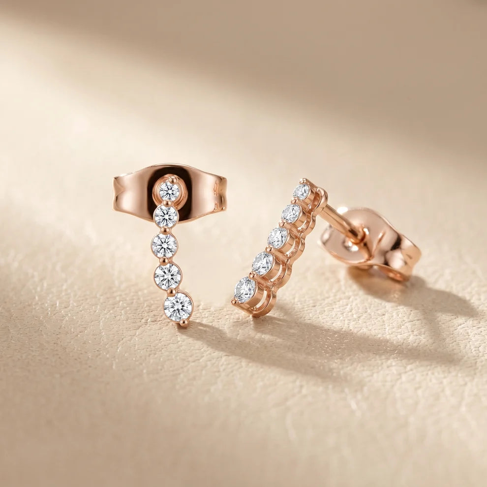 Iris Climber Round Diamond Earrings