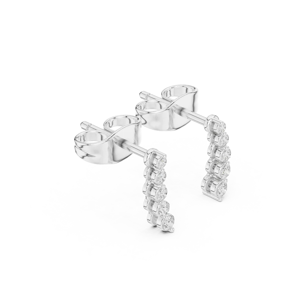 Iris Climber Round Diamond Earrings