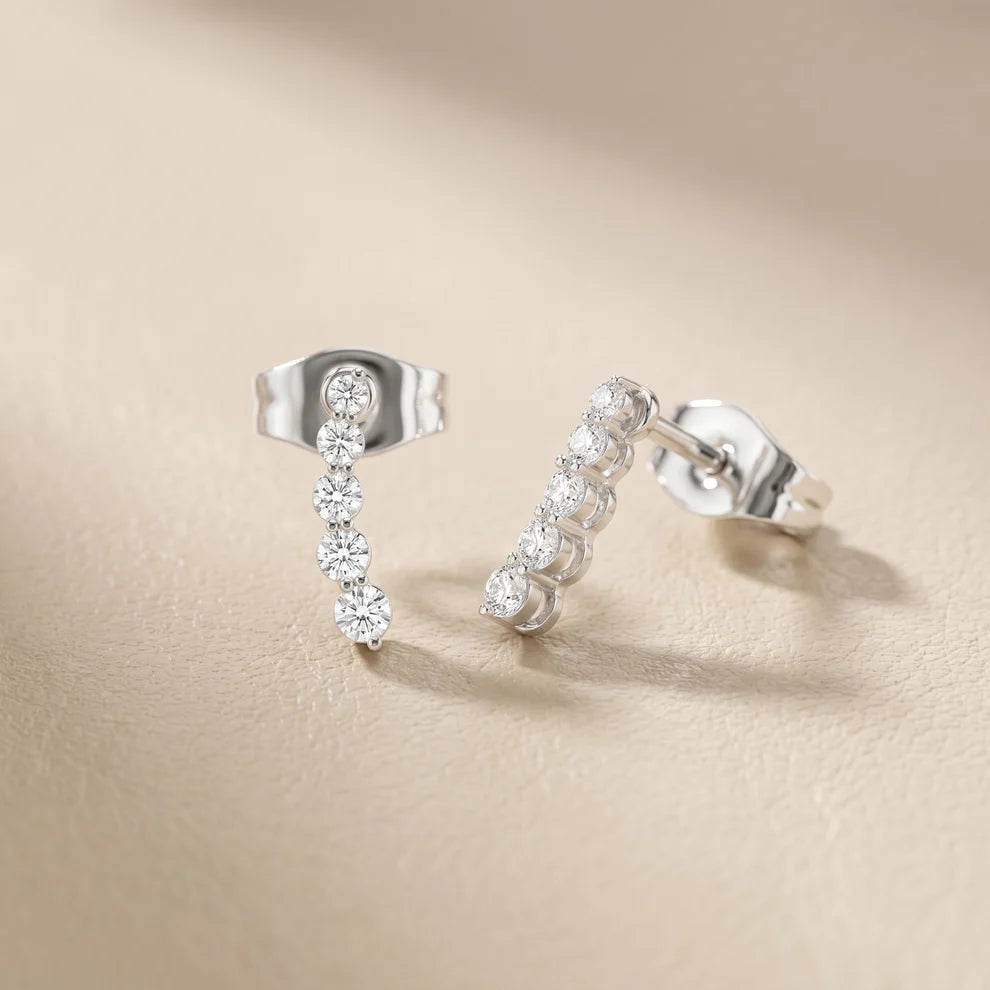 Iris Climber Round Diamond Earrings