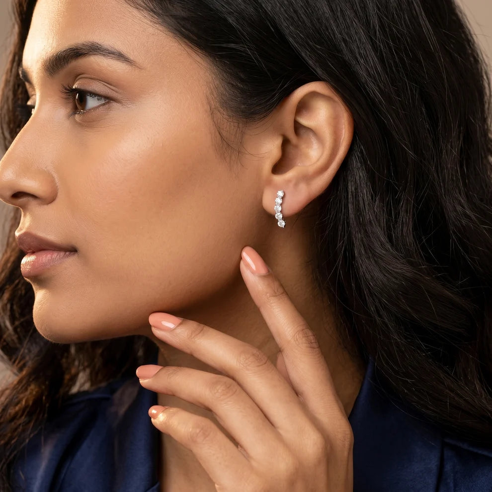 Iris Climber Round Diamond Earrings