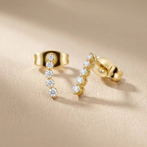 Iris Climber Round Diamond Earrings