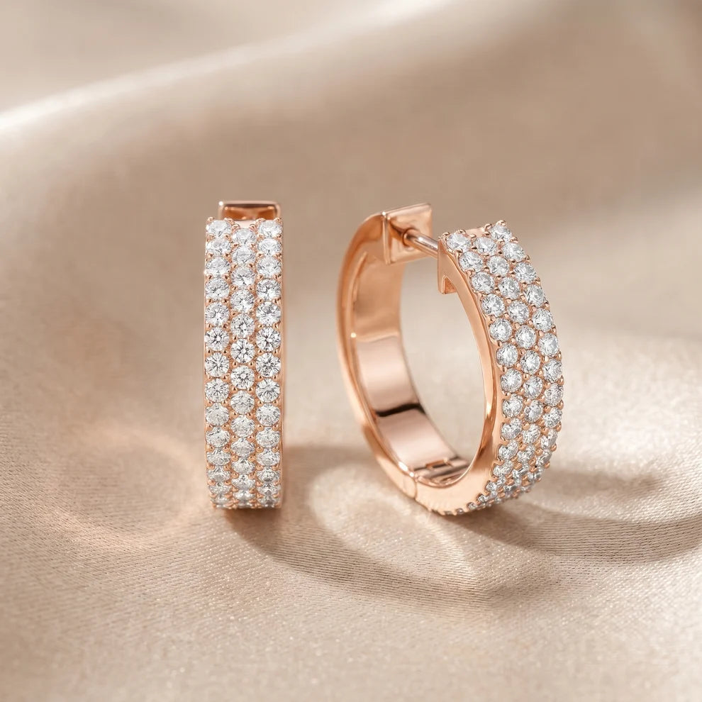 Aria Pave Round Diamond Hoop Earrings
