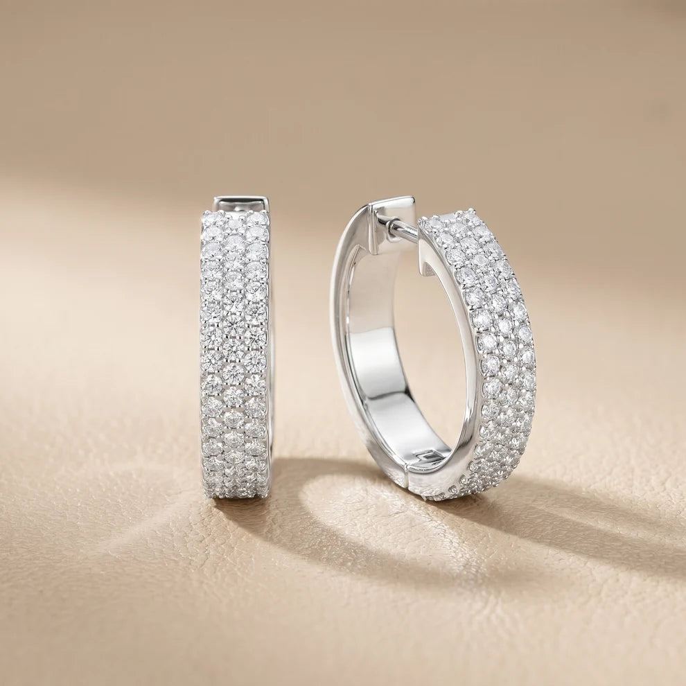 Aria Pave Round Diamond Hoop Earrings