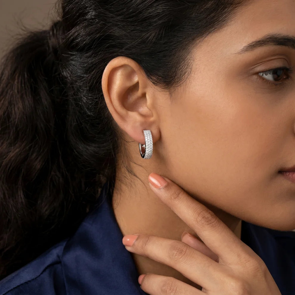 Aria Pave Round Diamond Hoop Earrings