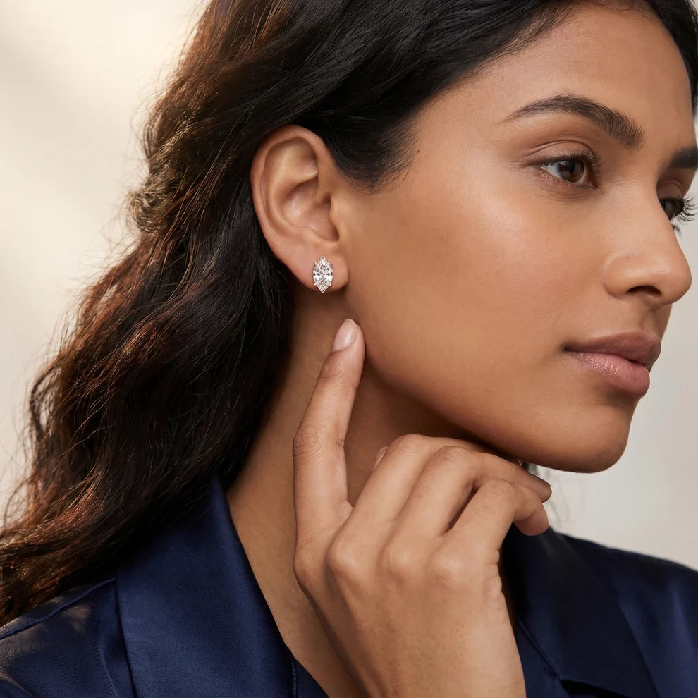 Four-Prong Marquise Diamond Earrings