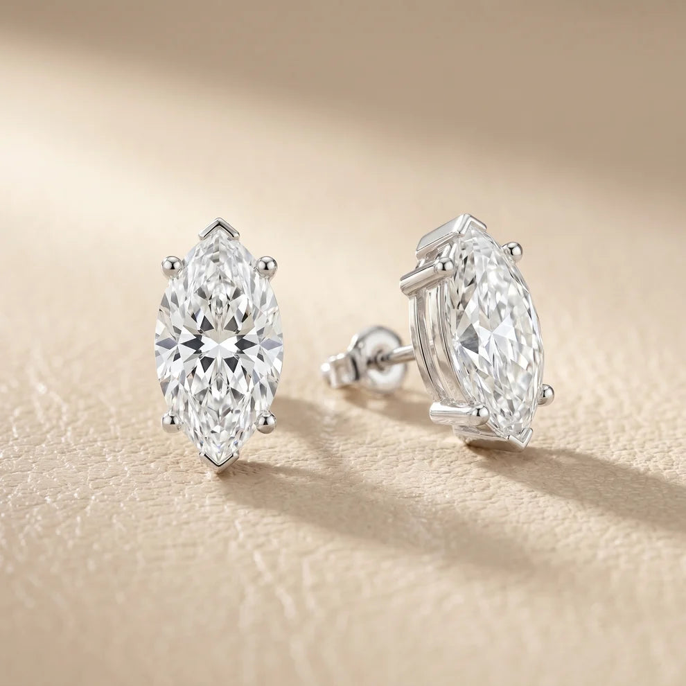 Four-Prong Marquise Diamond Earrings