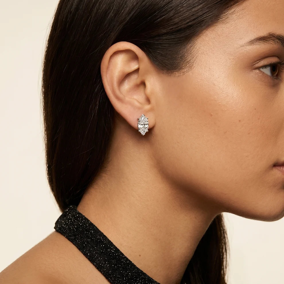 Four-Prong Marquise Diamond Earrings