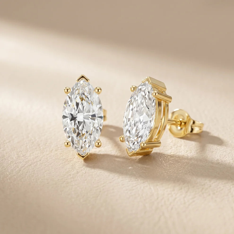 Four-Prong Marquise Diamond Earrings