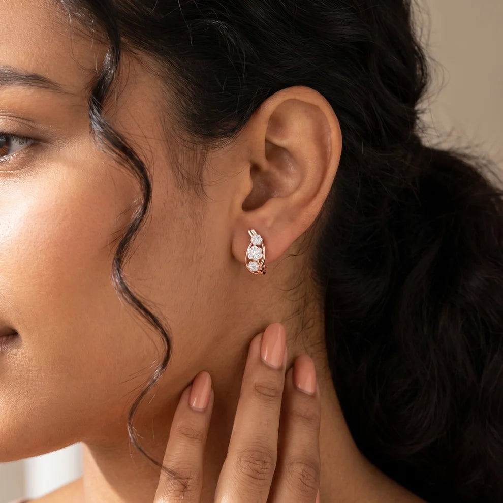 The Triple Flora Round Diamond Hoop Earrings
