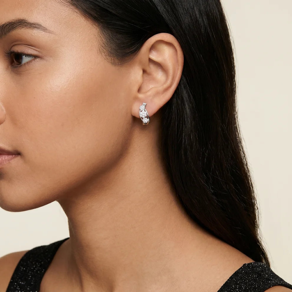 The Triple Flora Round Diamond Hoop Earrings