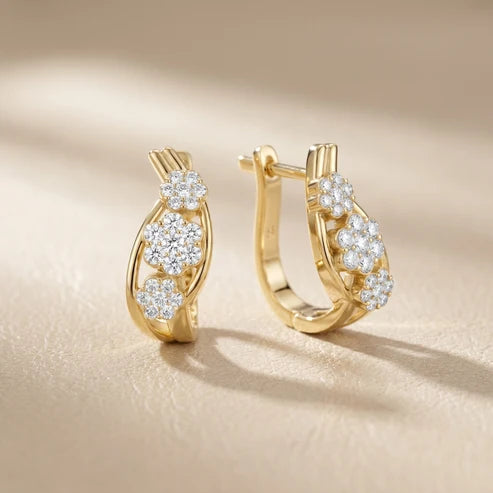 The Triple Flora Round Diamond Hoop Earrings