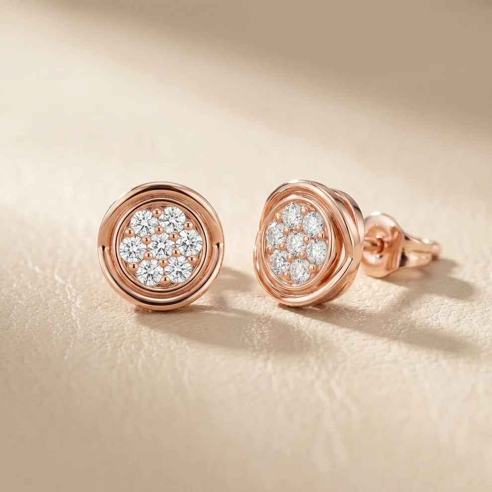 Halo Cluster Round Diamond Earrings