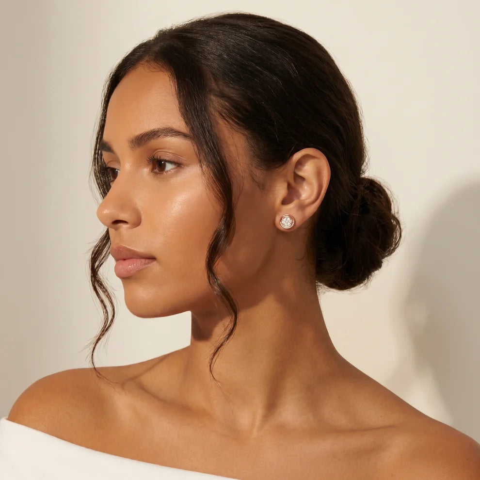 Halo Cluster Round Diamond Earrings