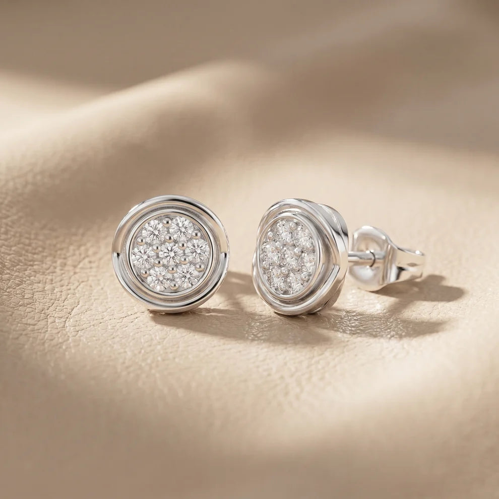 Halo Cluster Round Diamond Earrings