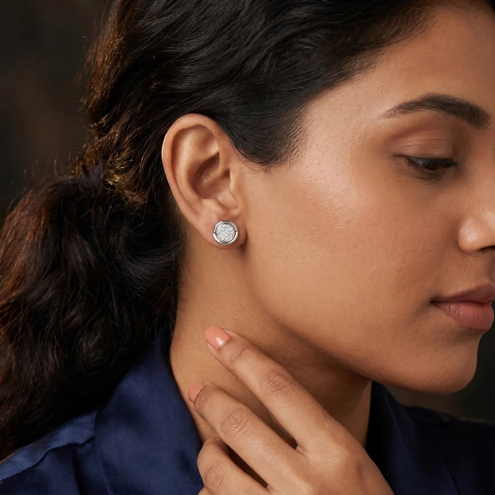 Halo Cluster Round Diamond Earrings