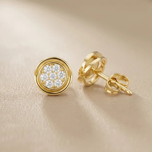 Halo Cluster Round Diamond Earrings