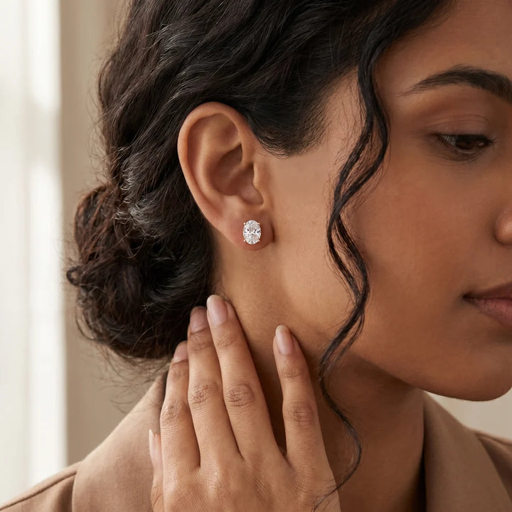 The Serene Oval Diamond Earrings