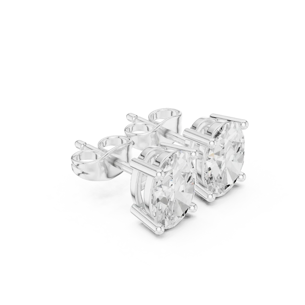 Four-Prong Oval Diamond Earrings