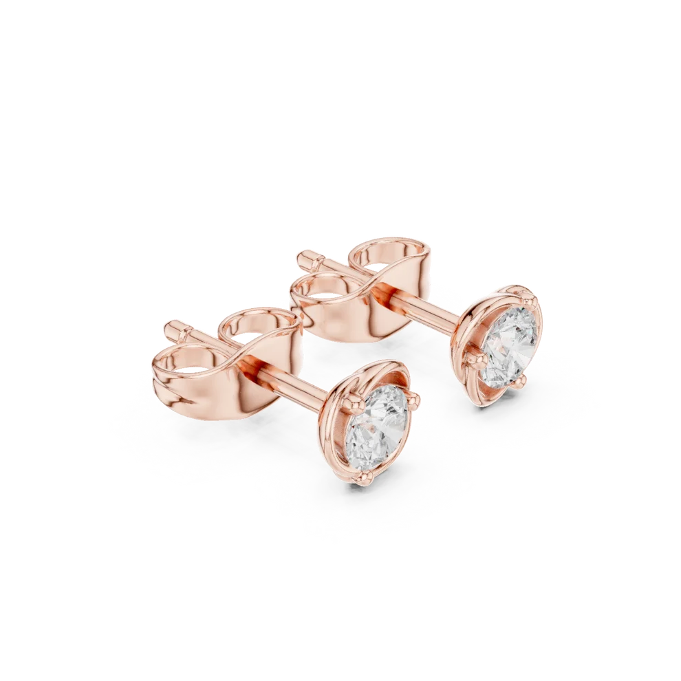 Petal Embrace Round Diamond Earrings