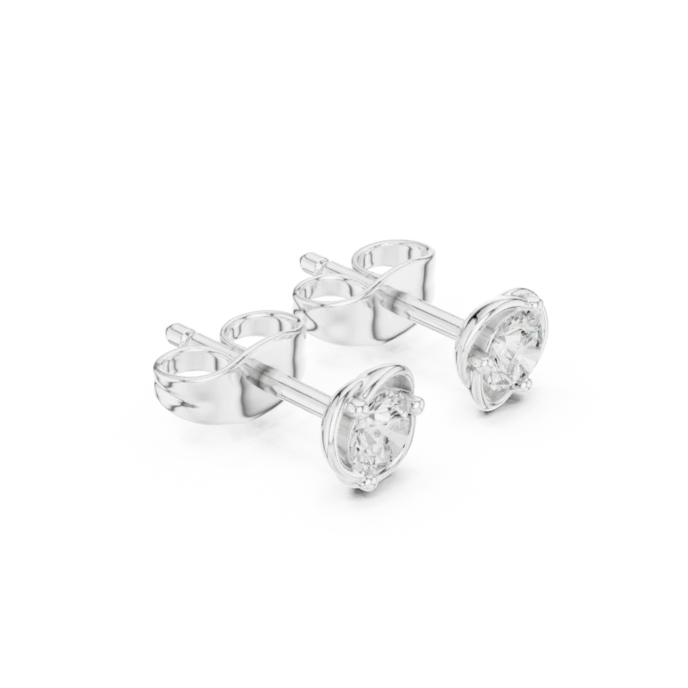 Petal Embrace Round Diamond Earrings