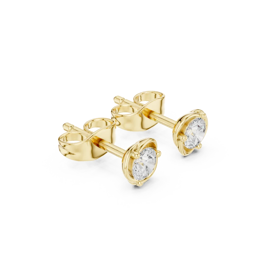 Petal Embrace Round Diamond Earrings