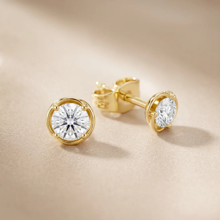 Petal Embrace Round Diamond Earrings