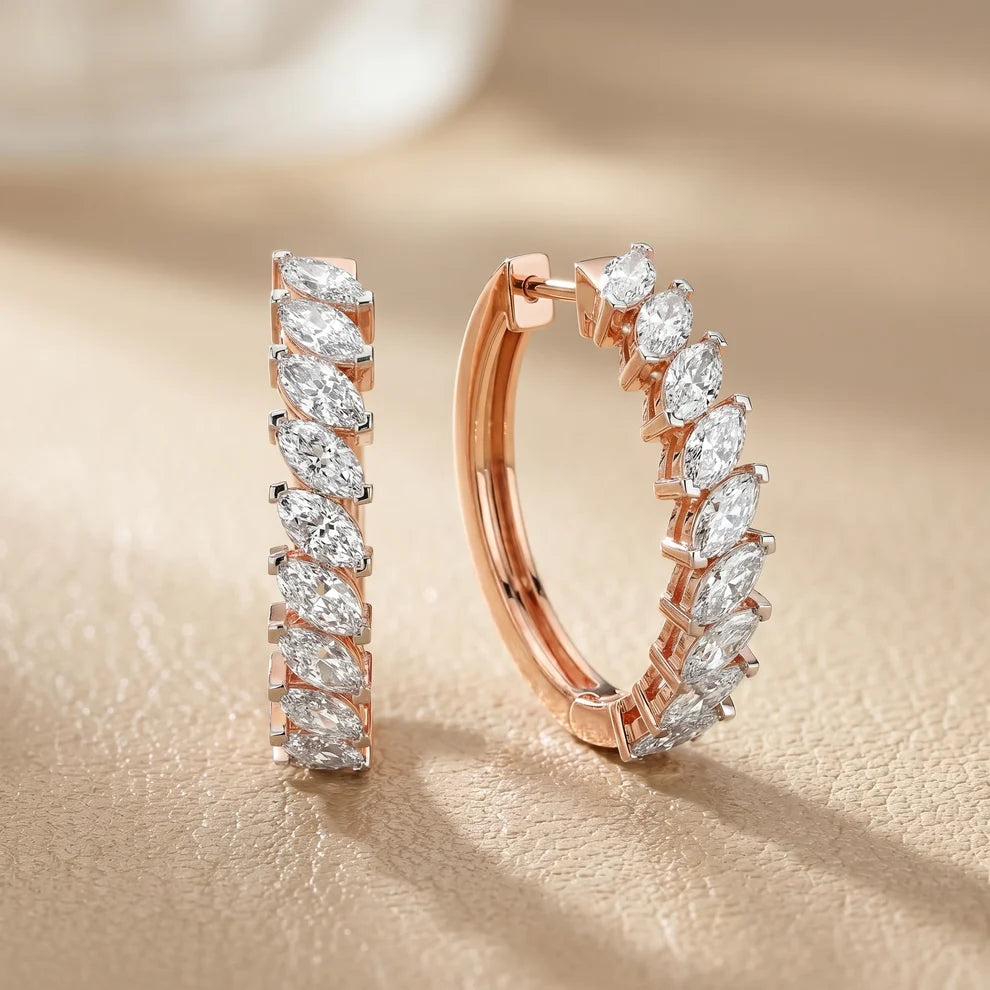Marquise Diamond Hoop Earrings