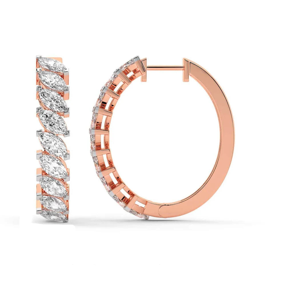 Marquise Diamond Hoop Earrings