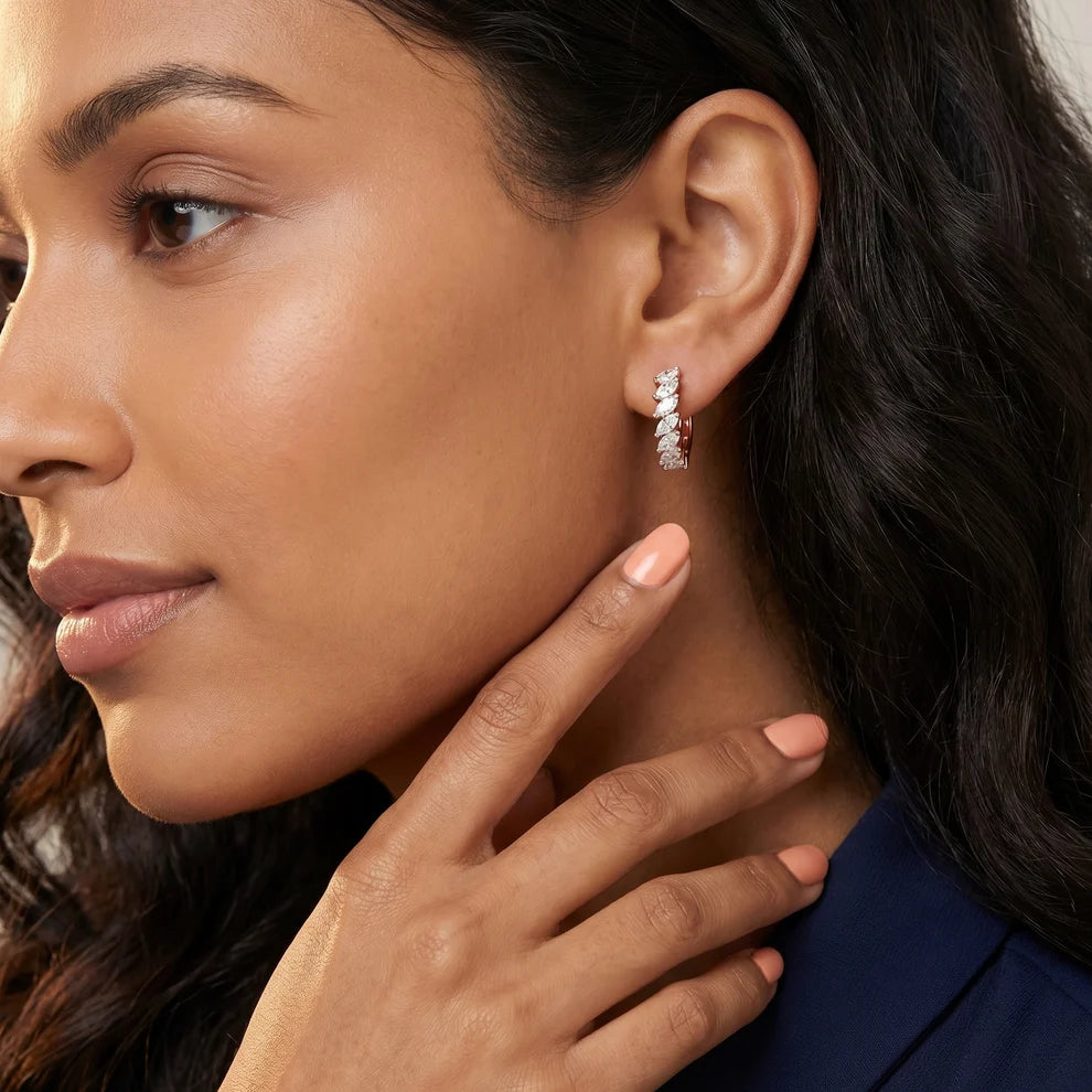 Marquise Diamond Hoop Earrings