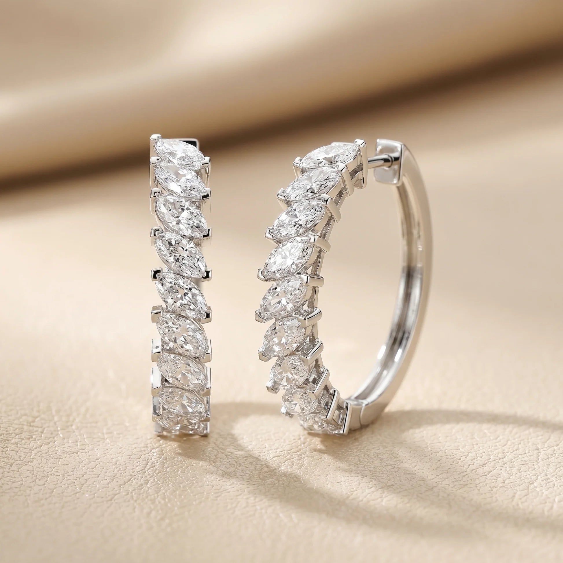 Marquise Diamond Hoop Earrings