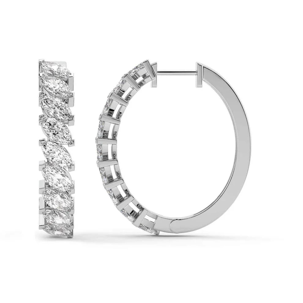 Marquise Diamond Hoop Earrings