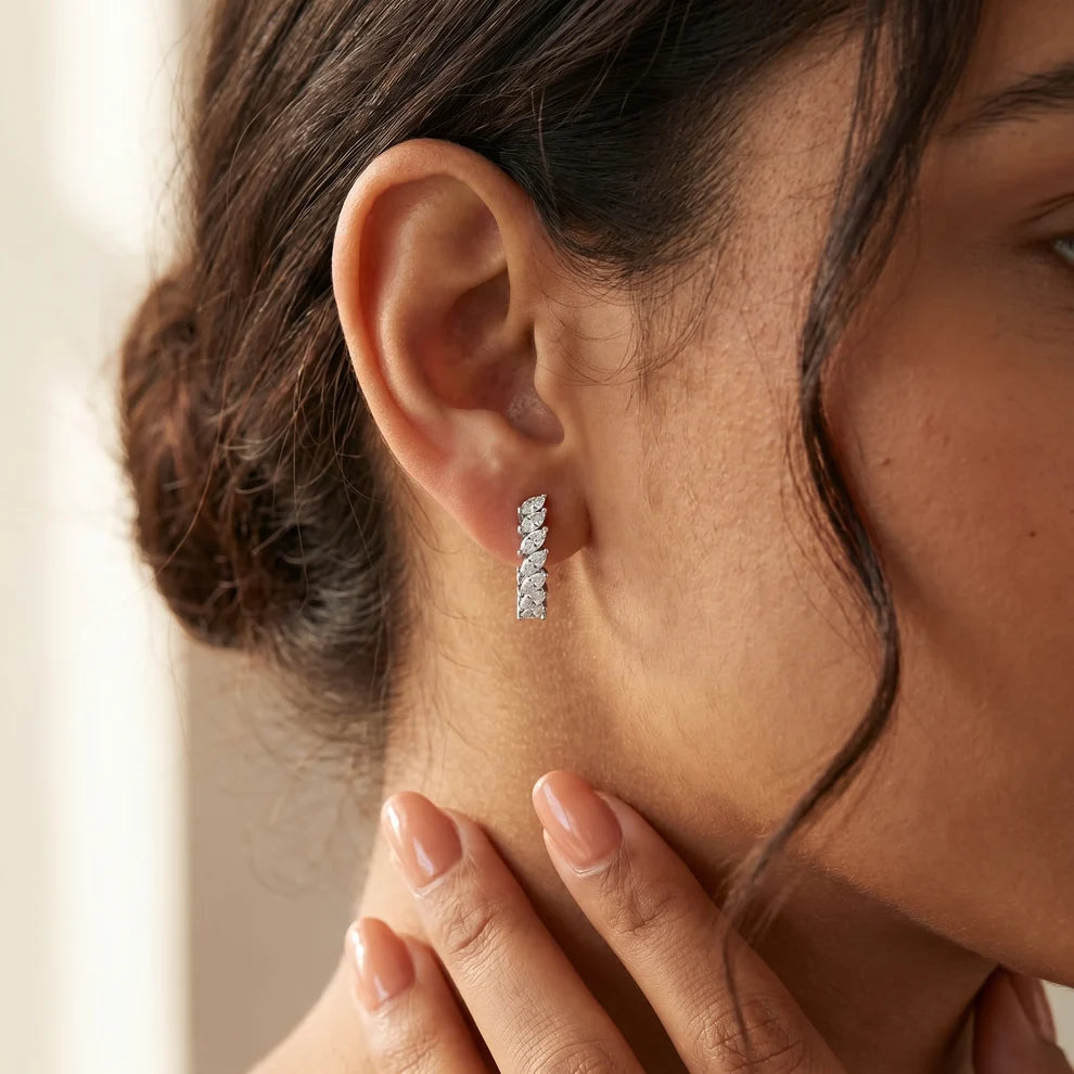Marquise Diamond Hoop Earrings