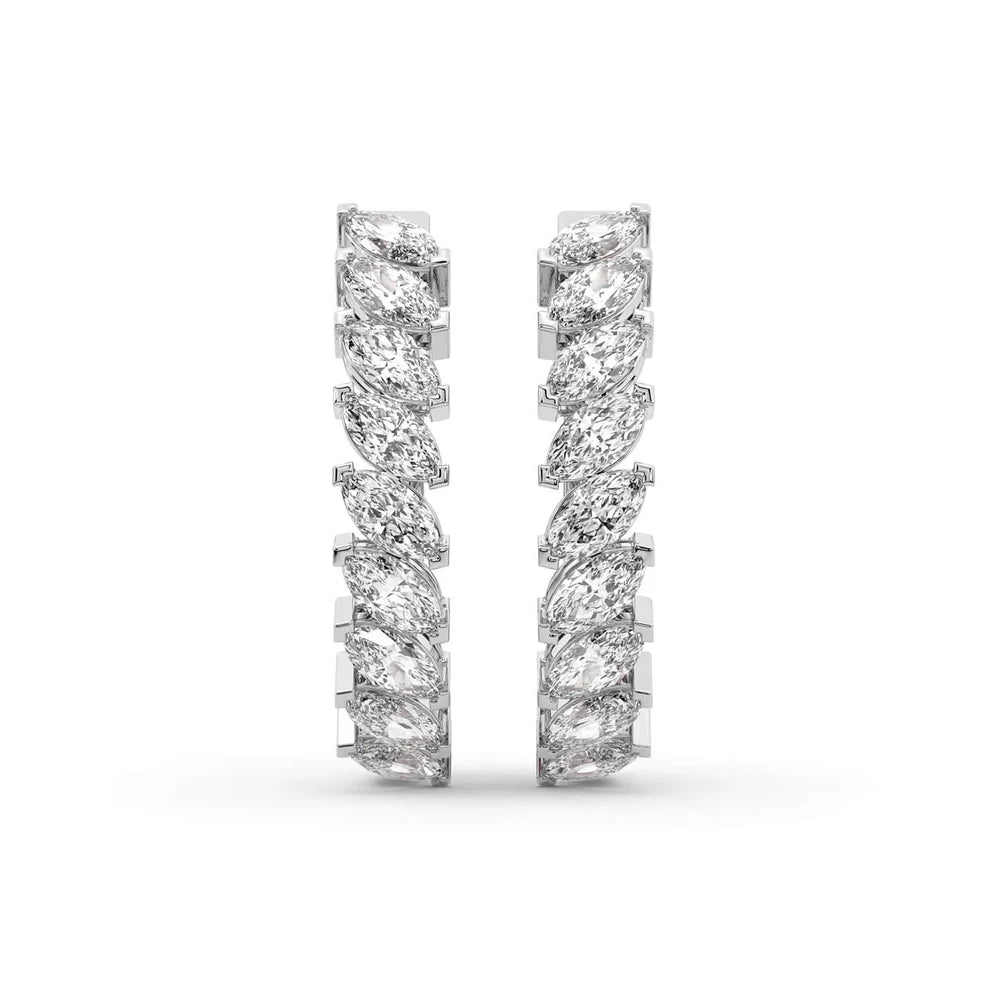 Marquise Diamond Hoop Earrings