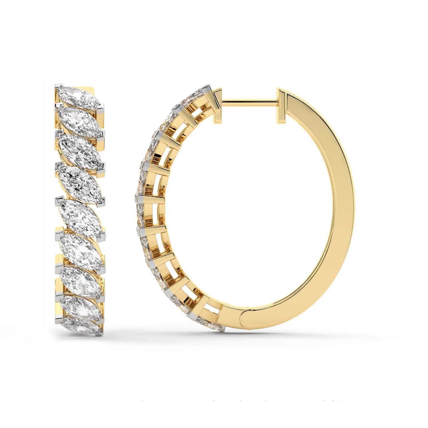 Marquise Diamond Hoop Earrings