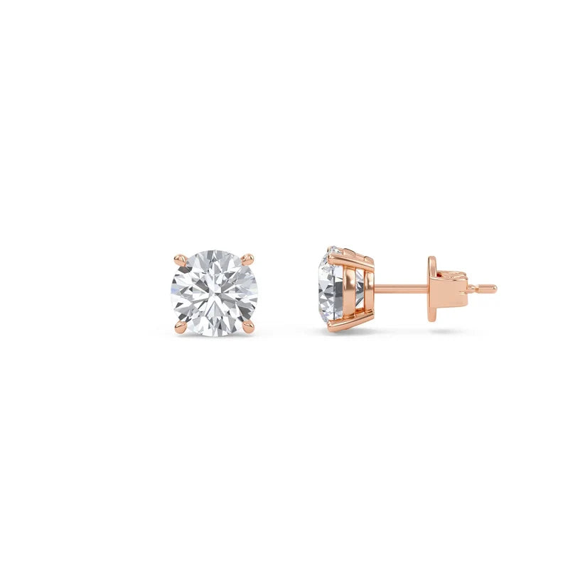 Classic Round Diamond Stud Earrings in Gold ✨