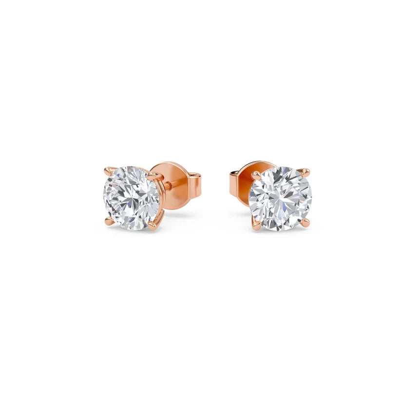 Classic Round Diamond Stud Earrings in Gold ✨