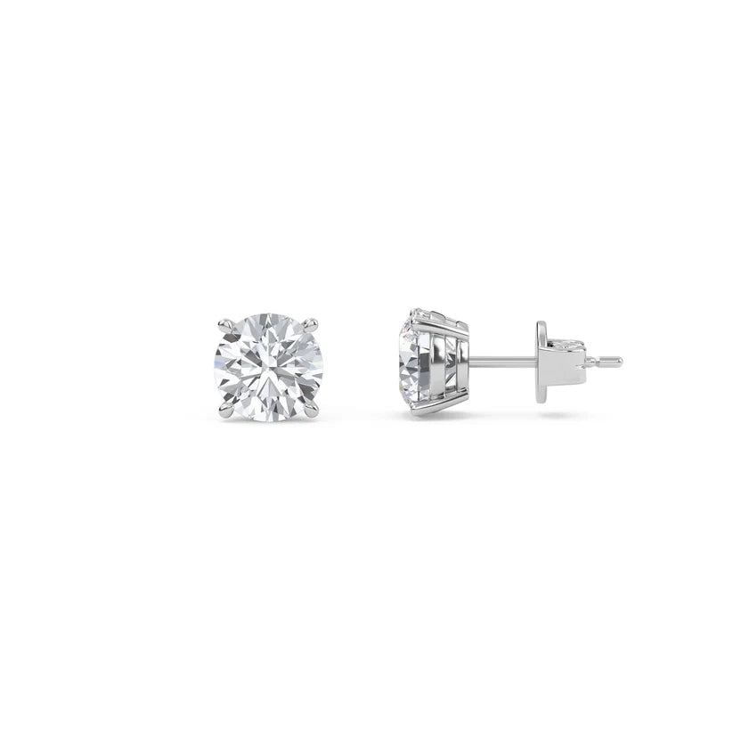 Classic Round Diamond Stud Earrings in Gold ✨