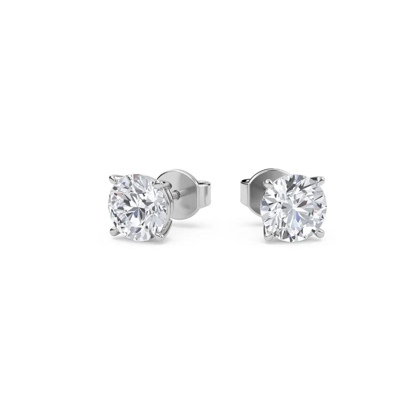 Classic Round Diamond Stud Earrings in Gold ✨